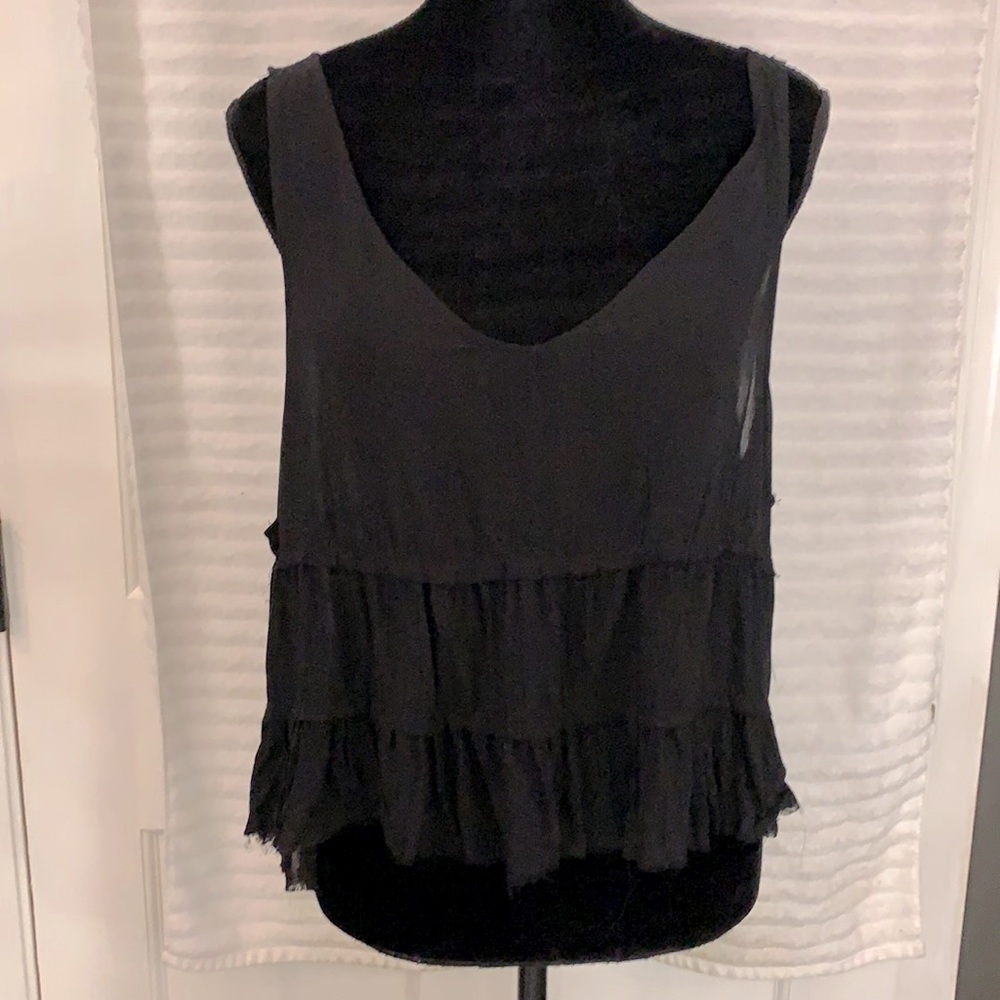 NWT Free People Black Tiered Top